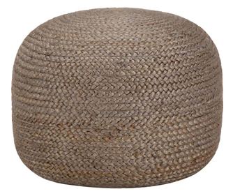 kézzel készült világosszürke juta puff 45 x 30 cm