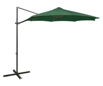 Fggesztett naperny oszlop s LED-ekkel, zld, 300 cm