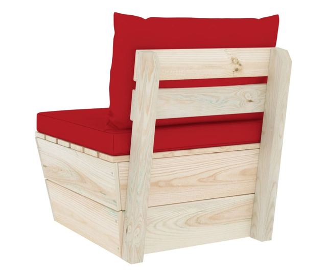 Canapea de mijloc paleți de grădină cu perne, lemn molid tratat