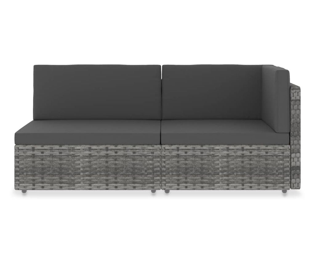 Modularna sofa za 2 osobe, siva, poli ratan - 2