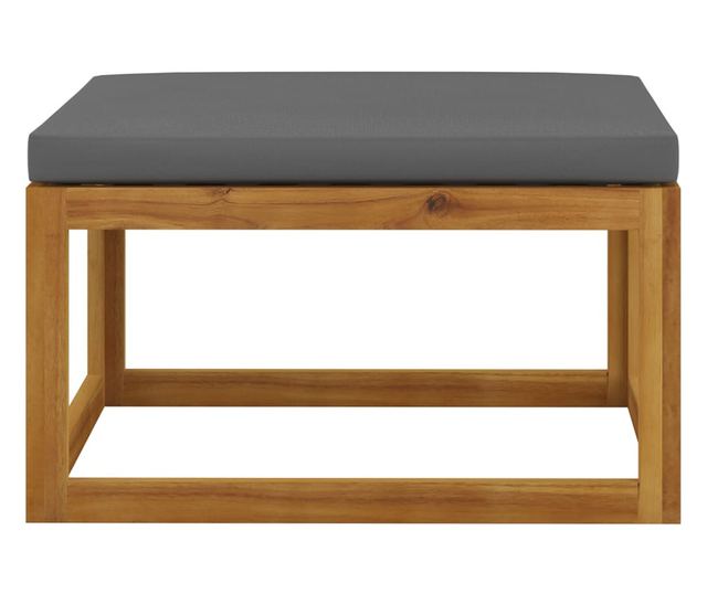 Tabure za noge, s tamnosivim jastukom, masivno drvo akacije