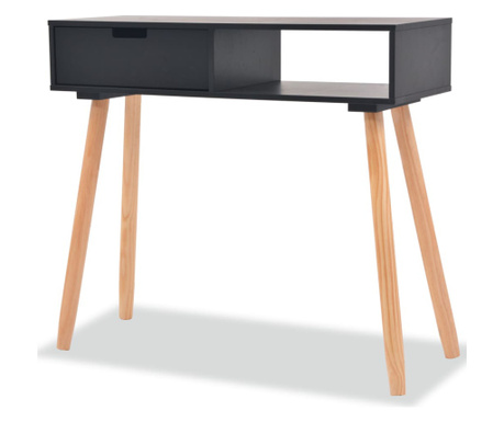 Konzolos asztal, tömör fenyő 80x30x72 cm, fekete