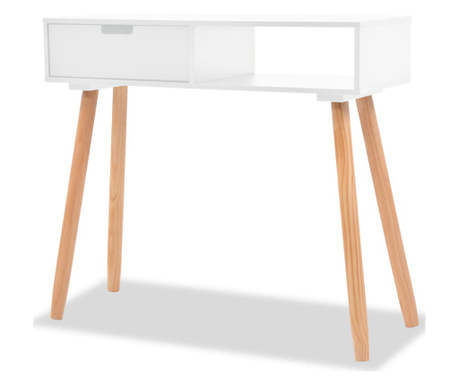 Konzolos asztal, tömör fenyő 80x30x72 cm, fehér