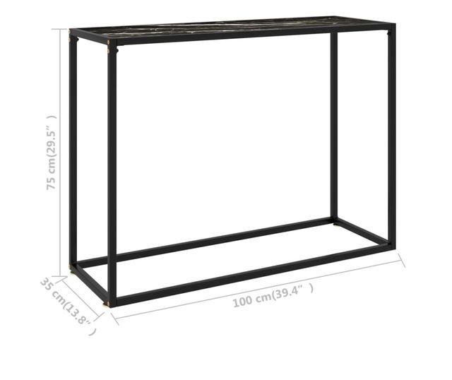 Konzolni stol crni 100 x 35 x 75 cm od kaljenog stakla