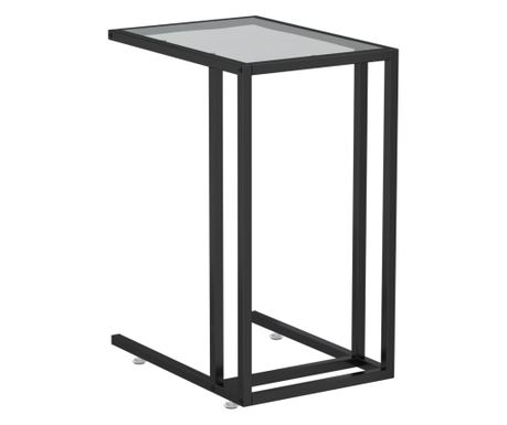 Računalniška stranska mizica črna 50x35x65 cm kaljeno steklo