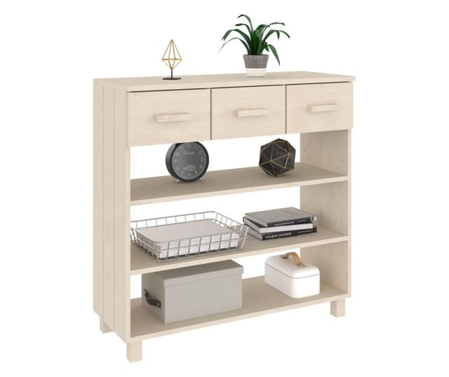Masuta consola, maro miere, 90x35x90 cm, lemn masiv de pin
