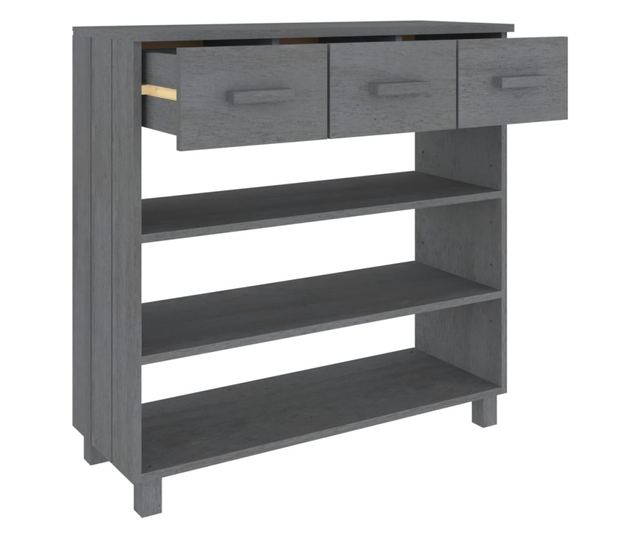 Masuta consola, gri inchis, 90x35x90 cm, lemn masiv de pin