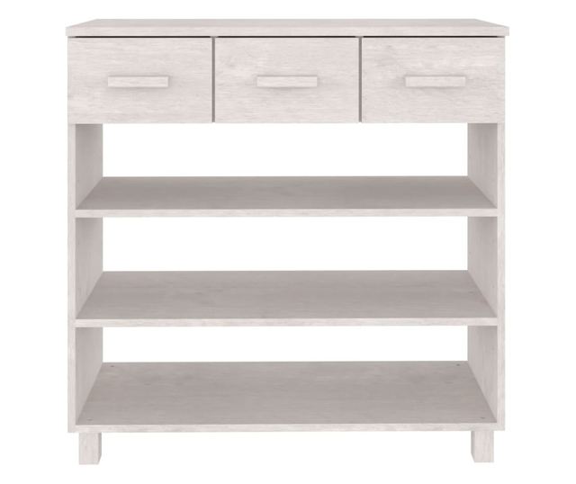 Masuta consola, alb, 90x35x90 cm, lemn masiv de pin