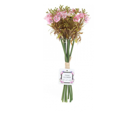 Buchet 8 flori artificiale de camp, PAMI, F1021-90, 30 cm Roz