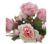 Buchet 5 Fire trandafi,camelia,si flori de mar toamna artificiale PAMI,F1021-19, 30cm Roz thumbnail 4