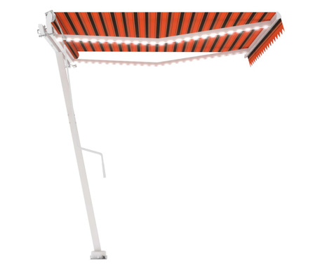 Avtomatska tenda LED + senzor 450x300 cm oranžna/rjava