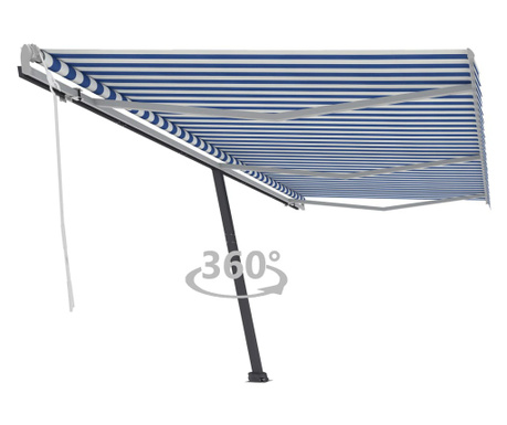 Prostostoječa ročno zložljiva tenda 600x350 cm modra/bela