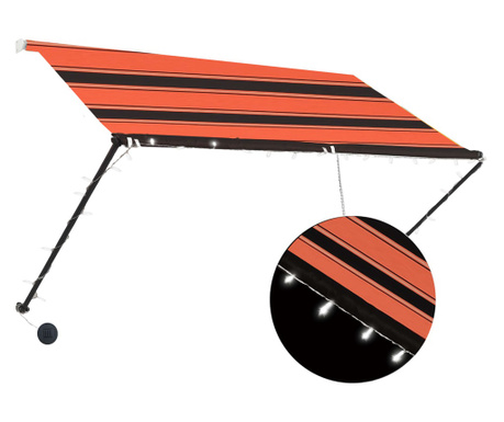 Сенник с падащо рамо с LED, 250x150 см, оранжево и кафяво