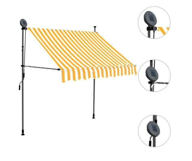 Tenda na ručno uvlačenje LED 150 cm bijelo-narančasta