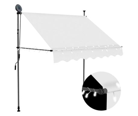 Tenda na ručno uvlačenje s LED svjetlima 200 cm krem 