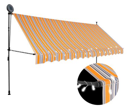 Roletna senčila z LED, rumena in modra, 350 cm