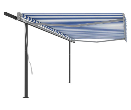 Ročno zložljiva tenda s stebrički 5x3 m modra in bela