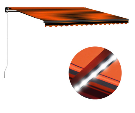 Copertina retractabila manual, LED, portocaliu/maro, 400x300 cm