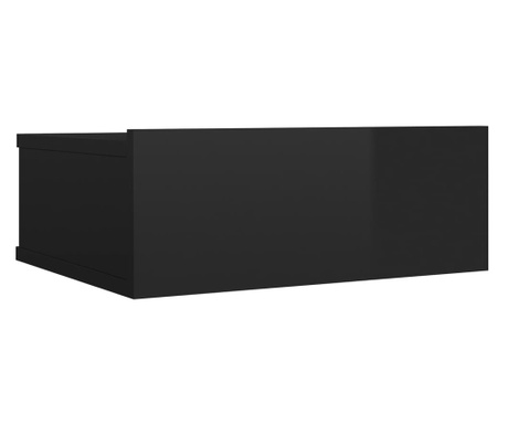 Noptiera suspendata, negru foarte lucios, 40x30x15 cm, PAL