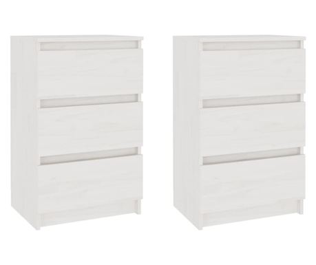 Noćni ormarići 2 kom bijeli 40 x 29,5 x 64 cm masivna borovina