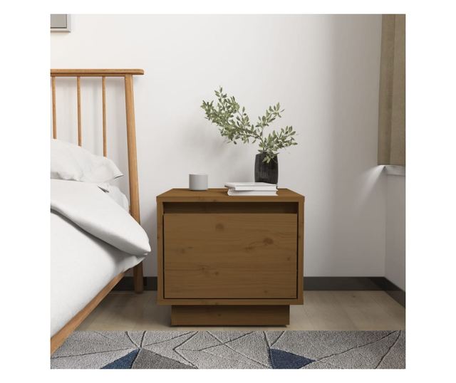 Noćni ormarići, 2 kom., medeno smeđa, 35x34x32 cm, masivno borovo drvo