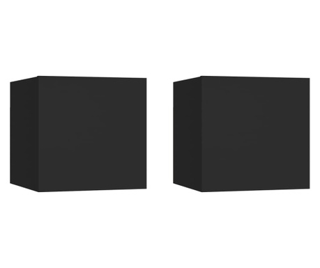 Нощни шкафчета, 2 бр, черни, 30,5x30x30 см, ПДЧ