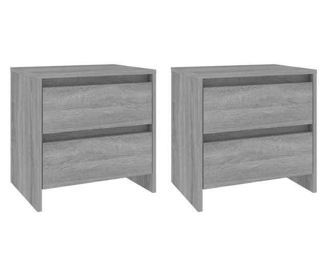 Stolik nocny, 2 szt., dąb sonoma szary, 45x34,5x44,5 cm, płyta wiórowa