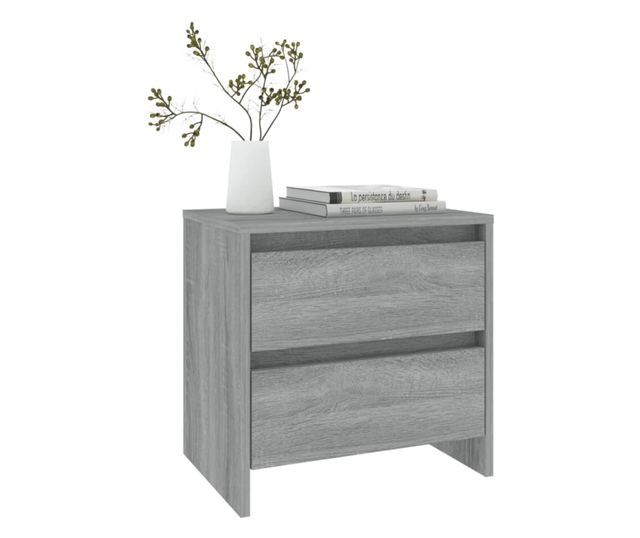 Stolik nocny, 2 szt., dąb sonoma szary, 45x34,5x44,5 cm, płyta wiórowa