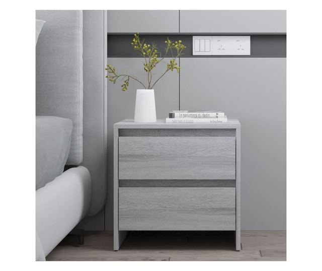 Stolik nocny, 2 szt., dąb sonoma szary, 45x34,5x44,5 cm, płyta wiórowa