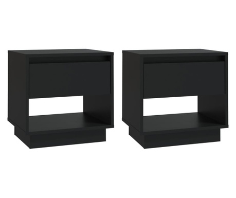 Нощни шкафчета, 2 бр, черни, 45x34x44 см, ПДЧ