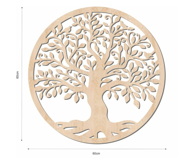 Zidni ukras Drvo života, krug, 60x60cm