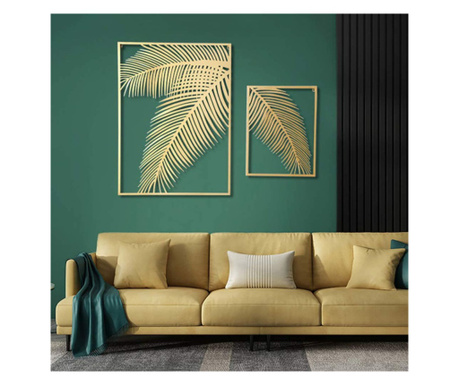 Panou decorativ de perete Lovie, frunza de palmier, 2 parti 100x75cm, natural