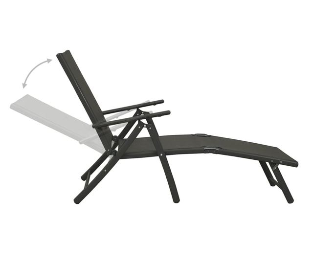 Set vrtnega pohištva, 3 kosi, črna, tekstilena in aluminij