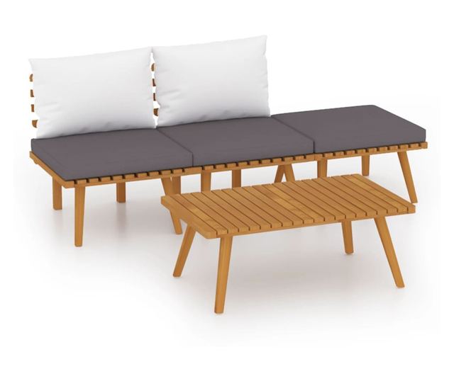 Vrtni set namještaja s jastucima, 4 dijela, masivno drvo akacije