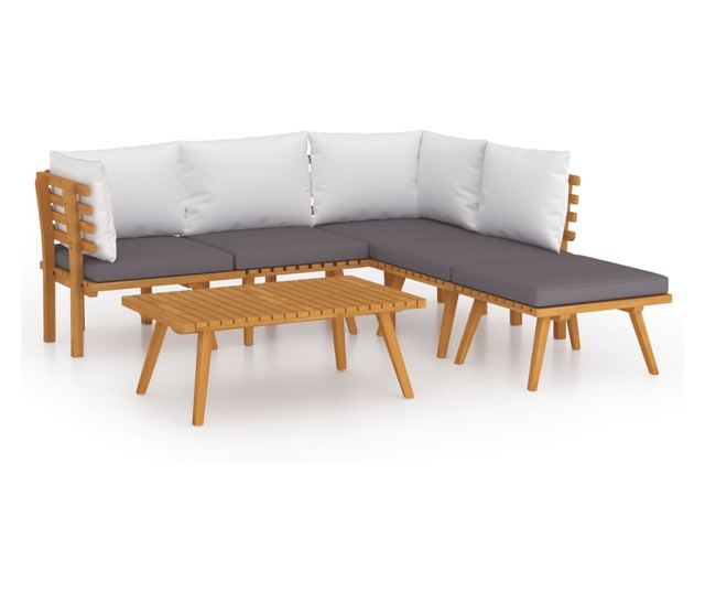 Vrtni set namještaja s jastucima, 6 dijelova, masivno drvo akacije