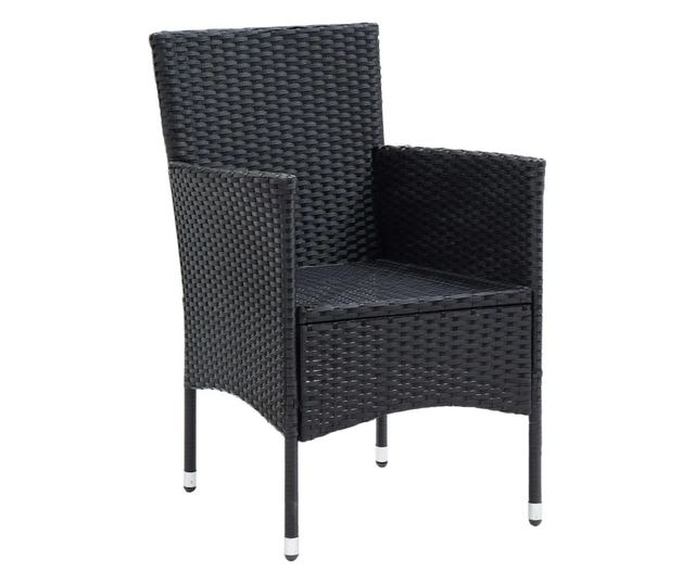 Vrtni namještaj s jastucima, 7 dijelova, crni, poliratan