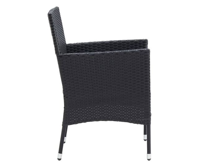 Vrtni namještaj s jastucima, 7 dijelova, crni, poliratan