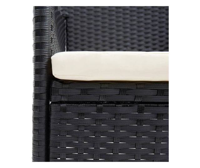 Vrtni namještaj s jastucima, 7 dijelova, crni, poliratan