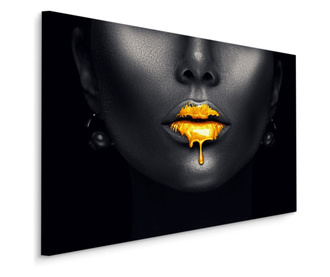 Tablou pe Pânză Buze Aurii ABSTRACȚIE 3D  90x60cm