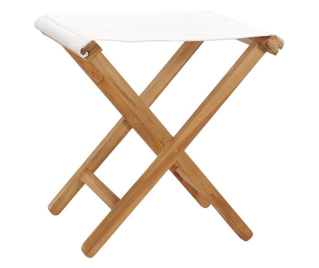 Sklopive stolice, 2 kom., krem bijele, masivno tikovo drvo i tekstil