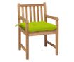 Градински столове с яркозелени възглавници, 2 бр., Масивно тиково дърво thumbnail 2