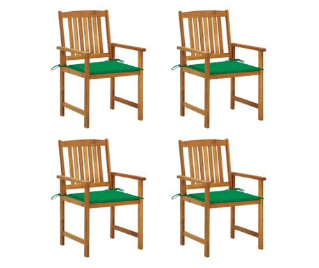 Режисьорски столове с възглавници, 4 бр, акация масив