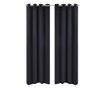 2 kosa črnih zaves z obročki 135 x 245 cm
