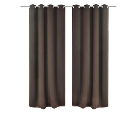 Zatemnitvene zavese 2 kosa z obročki 135x175 cm rjave barve