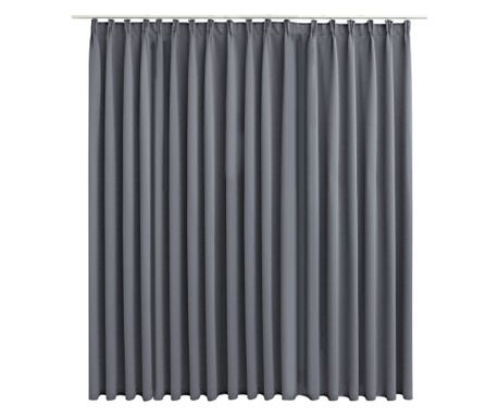 Затъмняваща завеса с куки, сива, 290x245 см