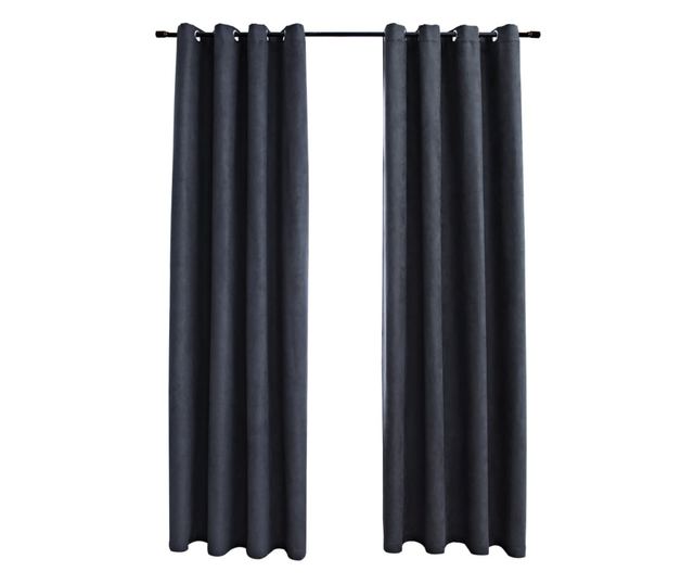 Zavjese s metalnim prstenovima, 2 kom., antracit, 140x175 cm