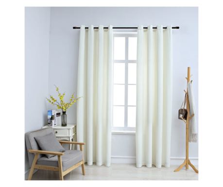Závěsy s kroužky, 2 ks, krémové, 140 x 245 cm, samet