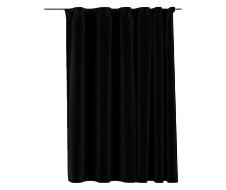 Затъмняваща завеса с куки, имитираща лен, черна, 290x245 см