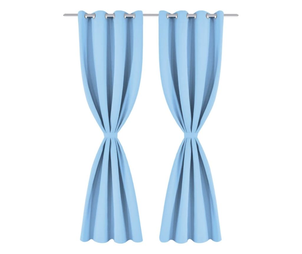 Zavjesa za Zamračivanje s Metalnim Prstenovima 270x245 cm Tirkizna - 4