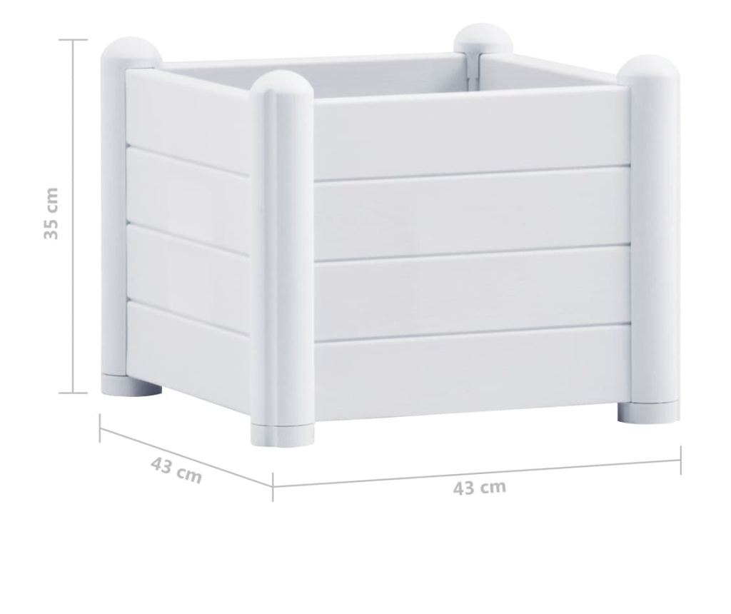 Повдигната градинска леха, бяла, 43 x 43 x 35 см, PP - 5
